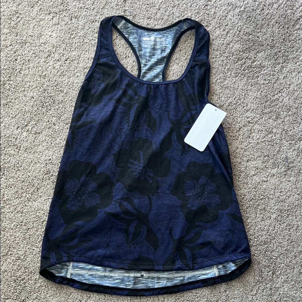 Shebeest Navy and Black Floral Tank Top